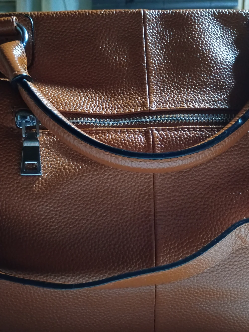 Structured Pebbled Satchel in Cognac Orange